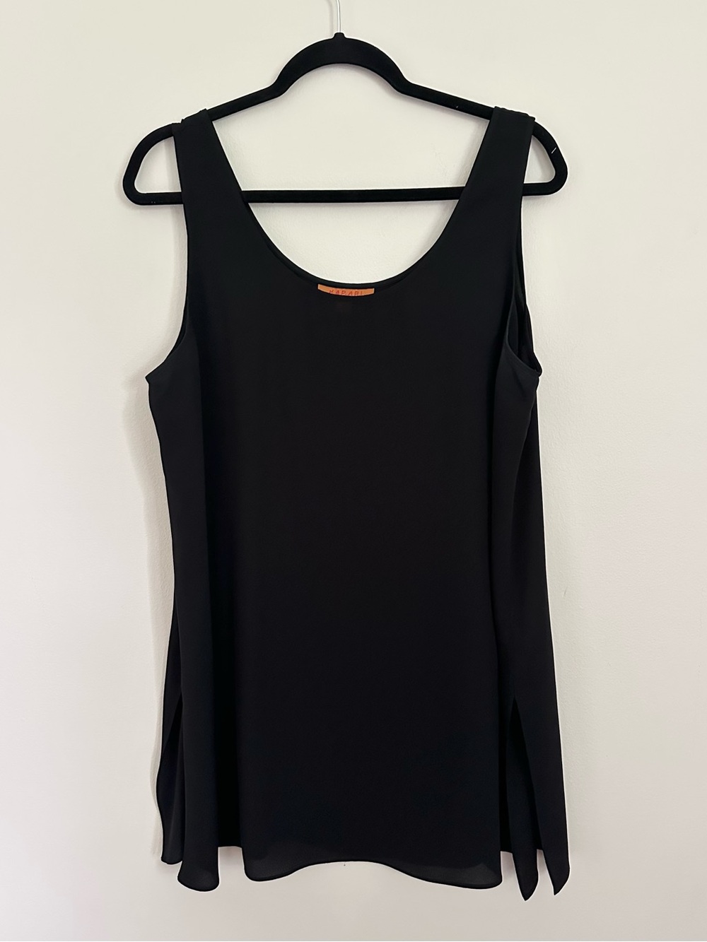 Harari Black Silk Tunic Tank Top Large Avant Garde Minimalist Lagonlook Draped